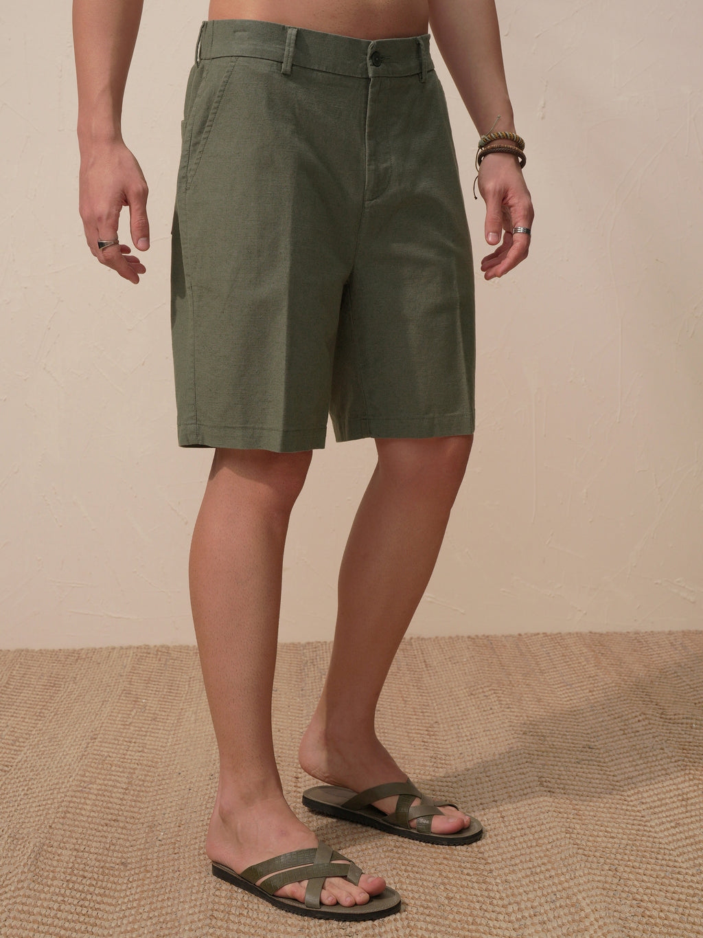 Highlander Men Green Relaxed Fit Shorts - Green - Image 6