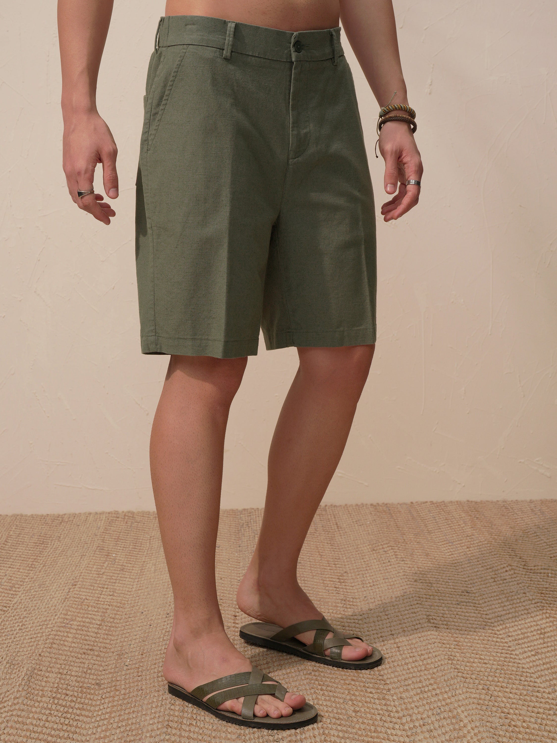 Highlander Men Green Relaxed Fit Shorts - Green - Image 6