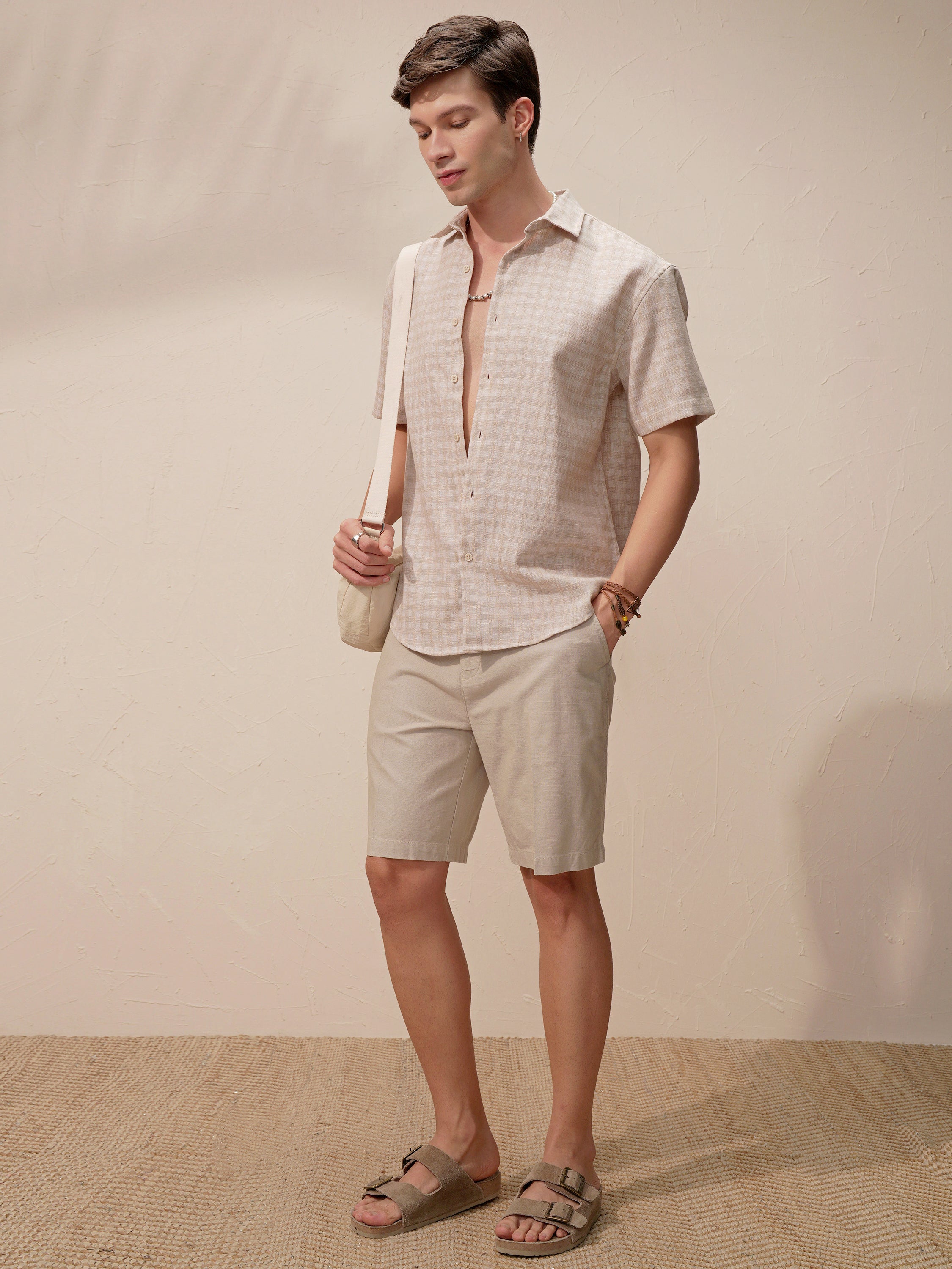 Highlander Men Beige Relaxed Fit Shorts - Beige - Image 2