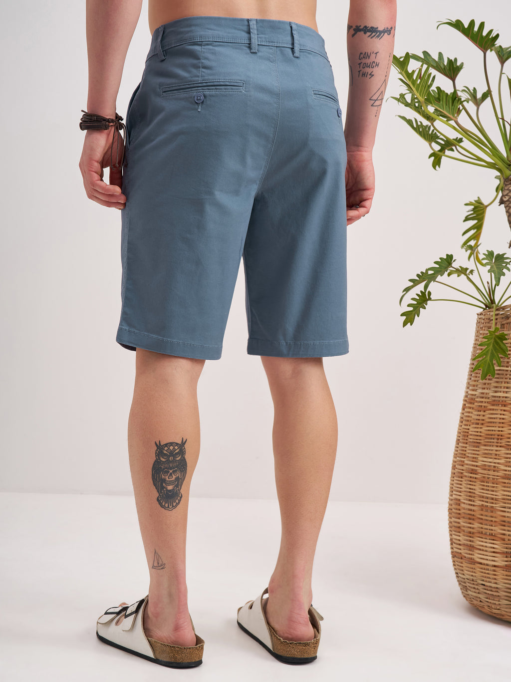 Highlander Men Grey Slim Fit Chino Shorts - Grey - Image 3