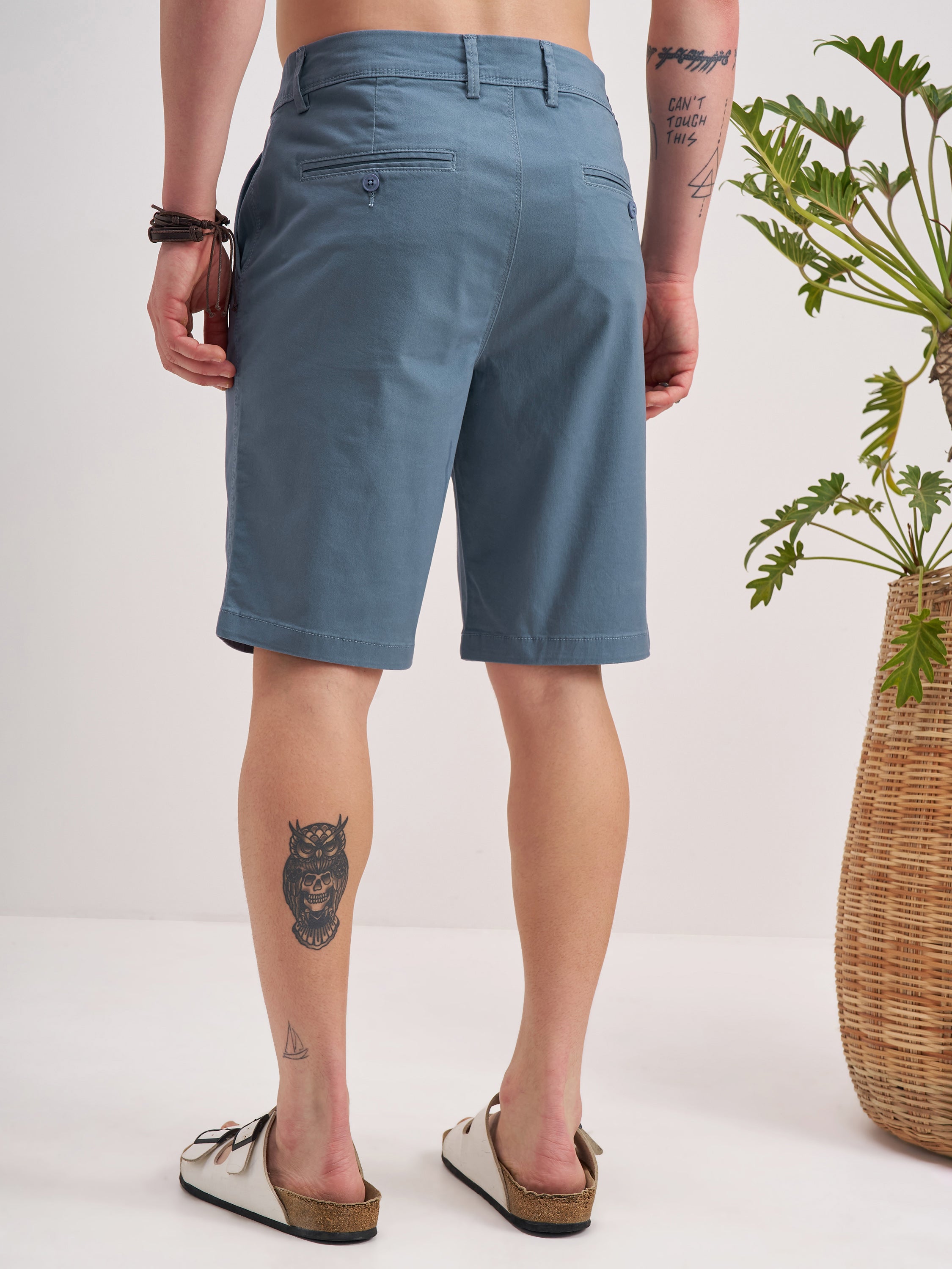 Highlander Men Grey Slim Fit Chino Shorts - Grey - Image 3