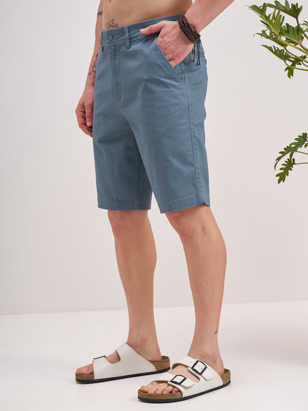 Highlander Men Grey Slim Fit Chino Shorts - Grey - Image 4
