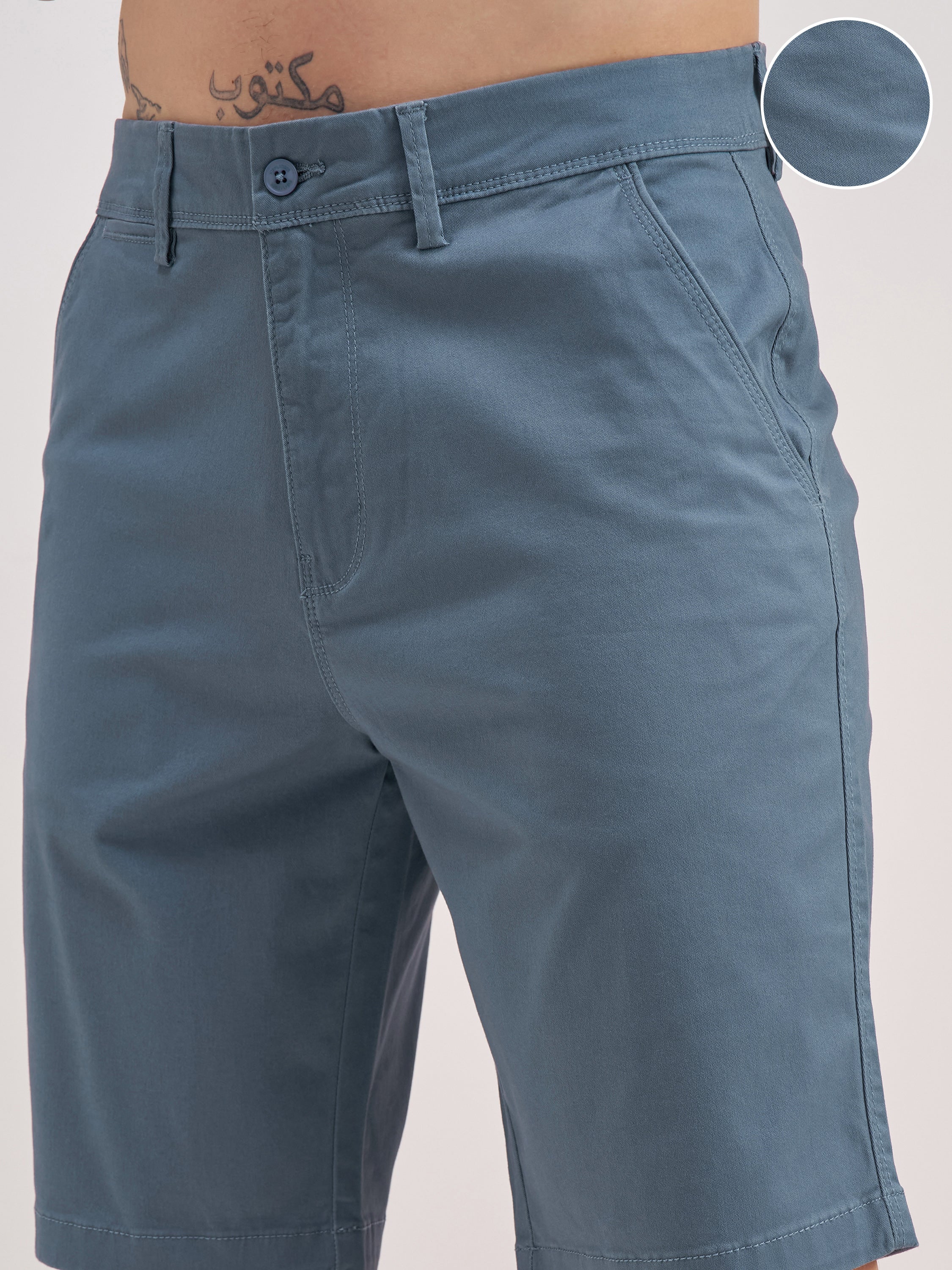 Highlander Men Grey Slim Fit Chino Shorts - Grey - Image 5