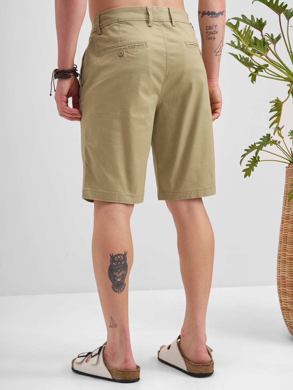 Highlander Men Beige Slim Fit Chino Shorts - Beige - Image 3