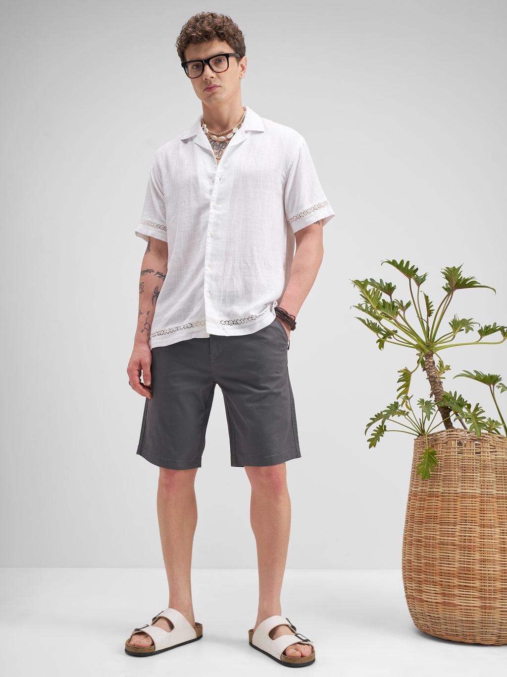 Highlander Men Grey Slim Fit Chino Shorts - Grey - Image 2