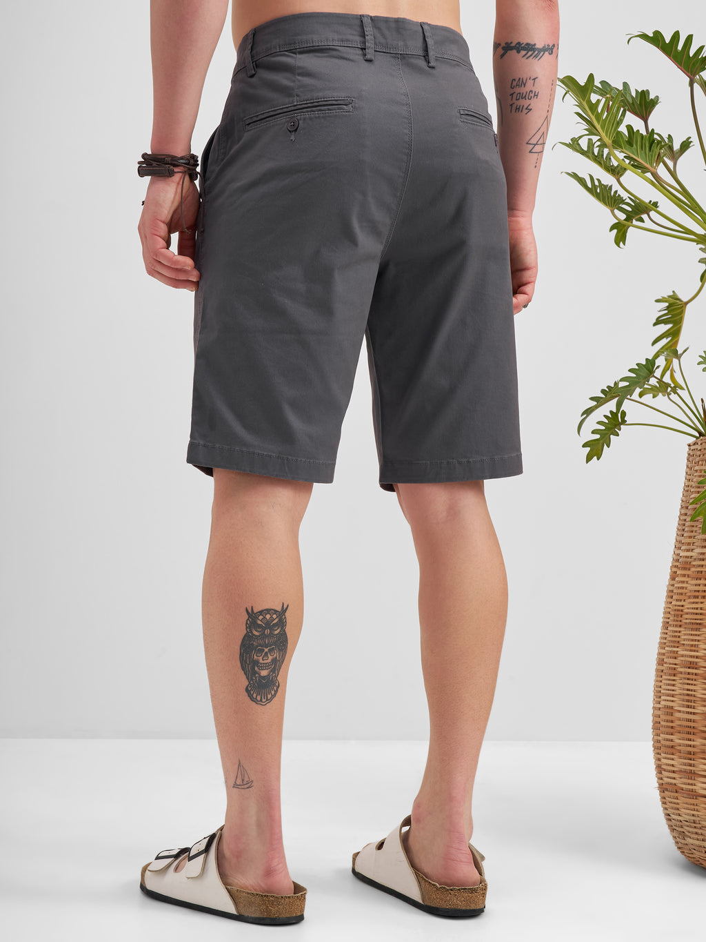 Highlander Men Grey Slim Fit Chino Shorts - Grey - Image 3