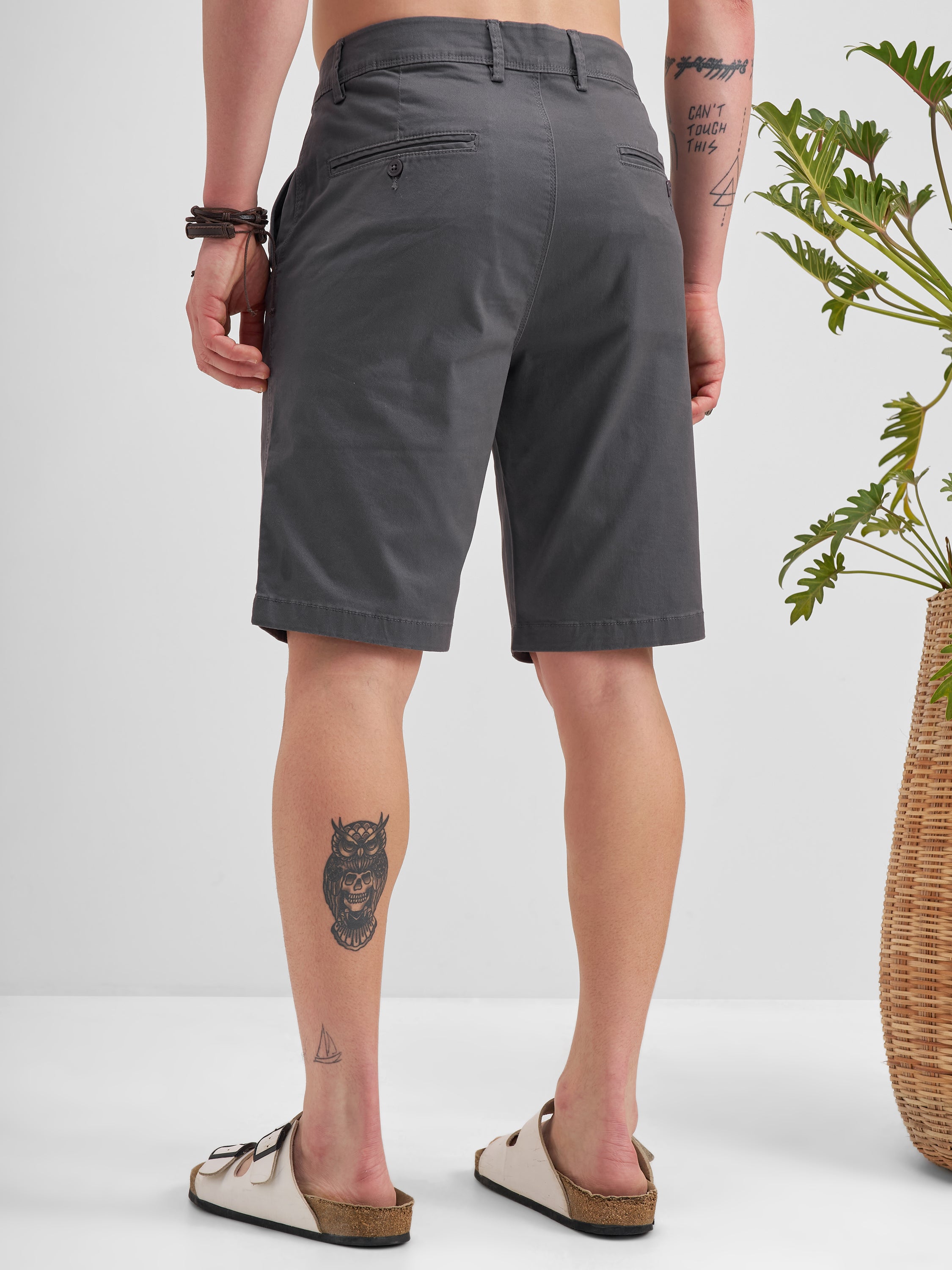 Highlander Men Grey Slim Fit Chino Shorts - Grey - Image 3