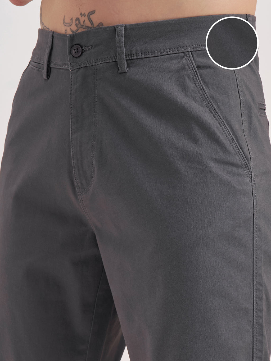 Highlander Men Grey Slim Fit Chino Shorts - Grey - Image 5