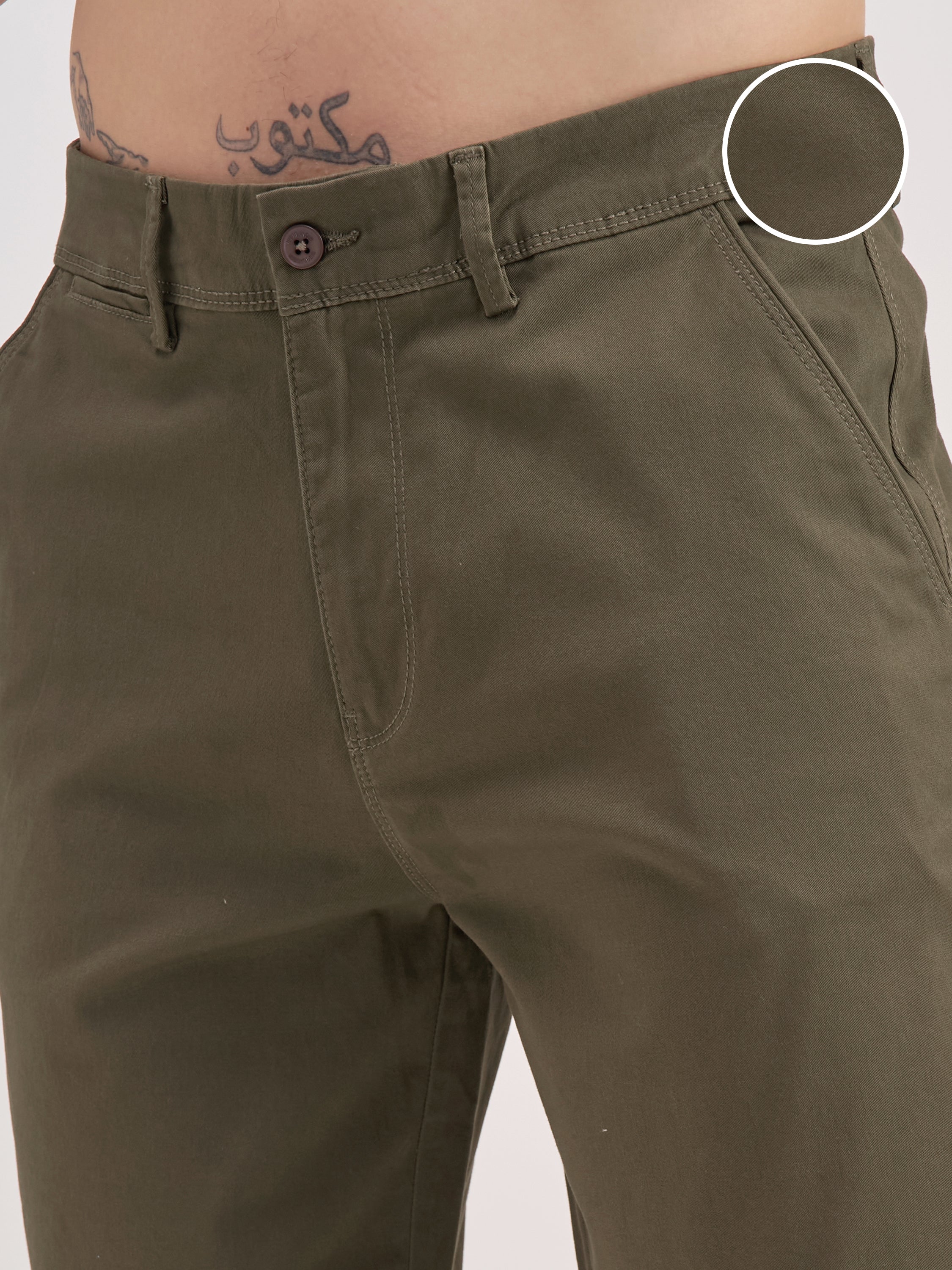 Highlander Men Olive Slim Fit Chino Shorts - Olive - Image 5