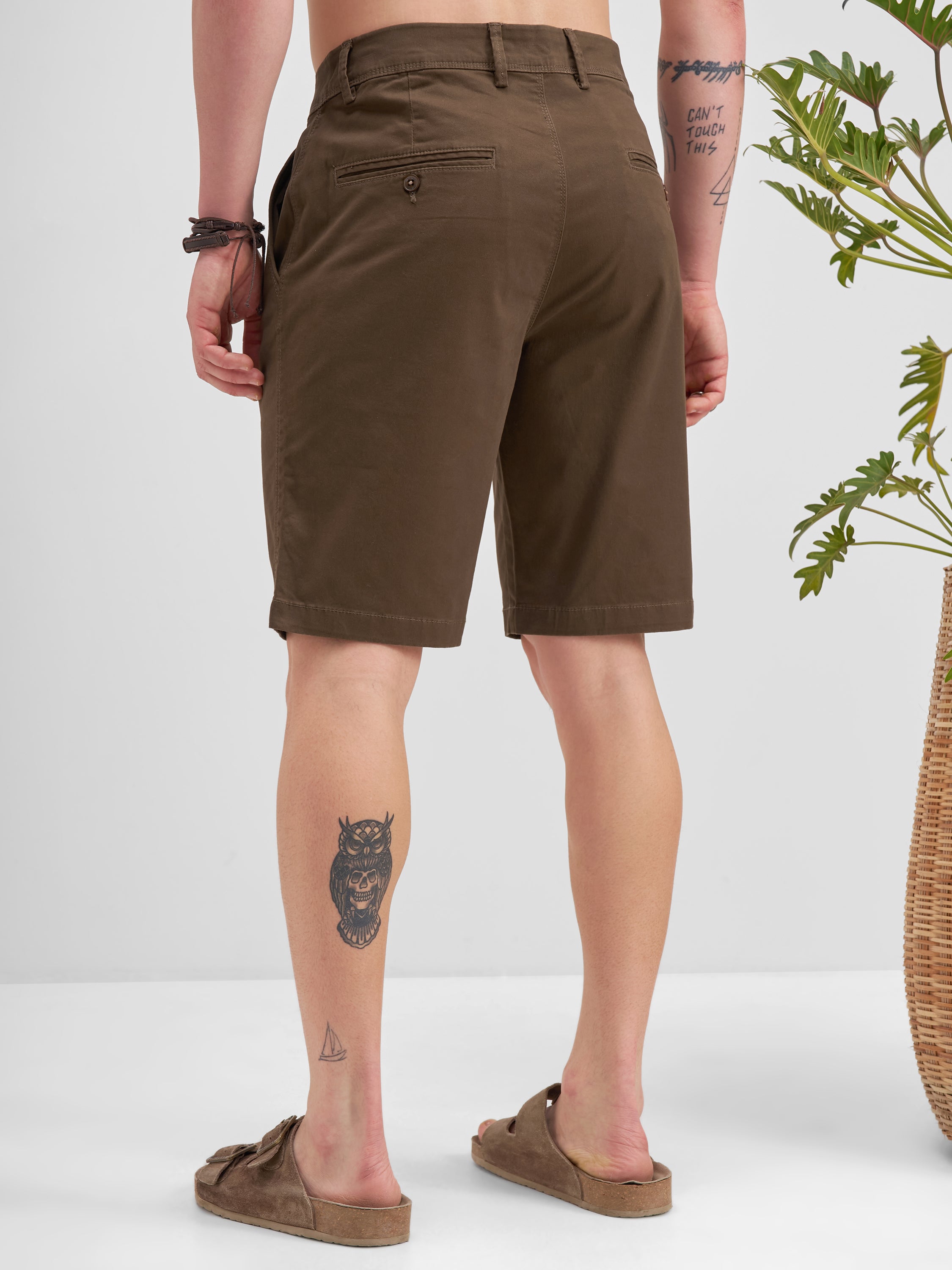 Highlander Men Brown Slim Fit Chino Shorts - Brown - Image 3