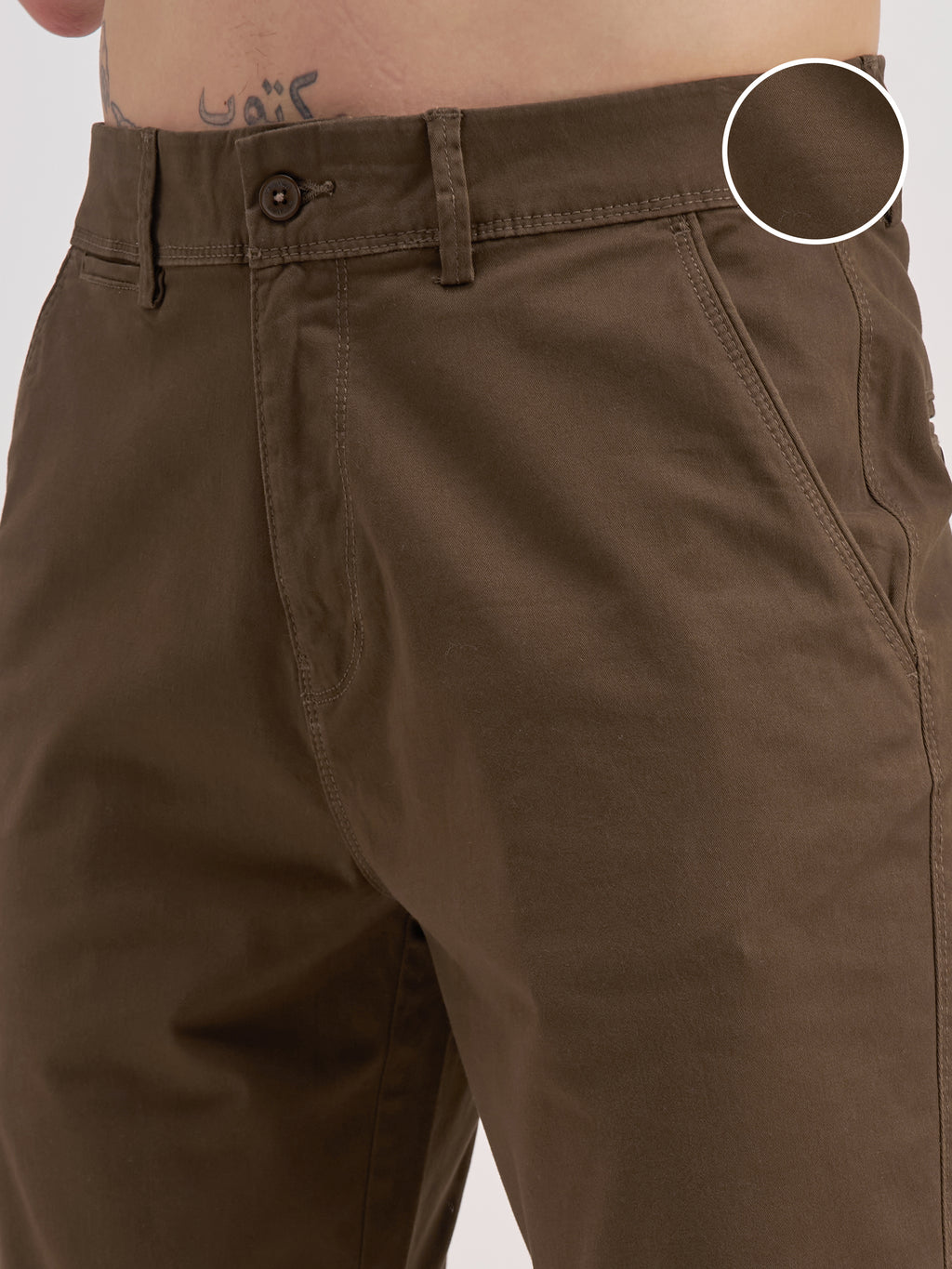 Highlander Men Brown Slim Fit Chino Shorts - Brown - Image 5