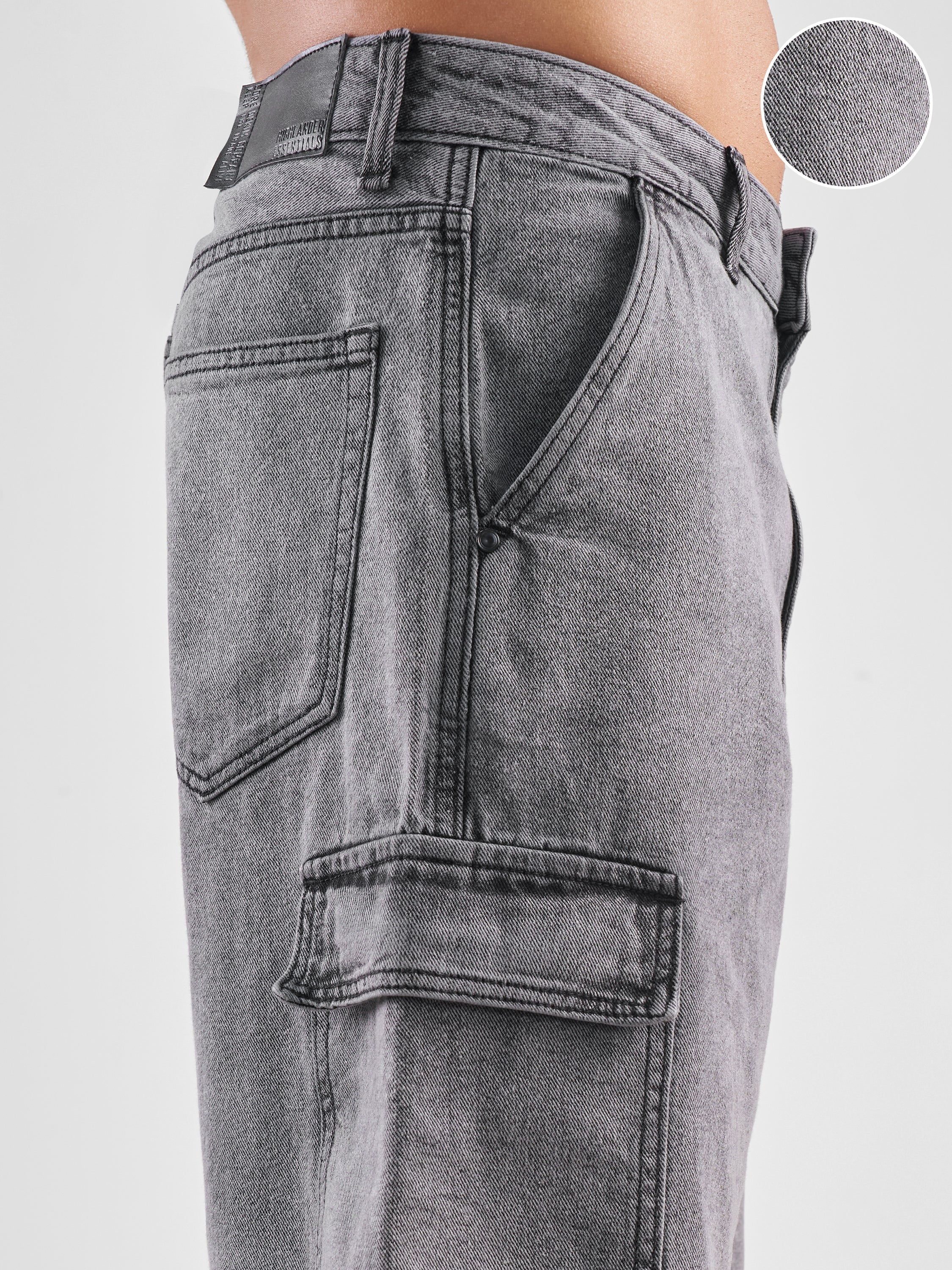 Highlander Men Grey Regular Fit Denim Shorts - Grey - Image 5