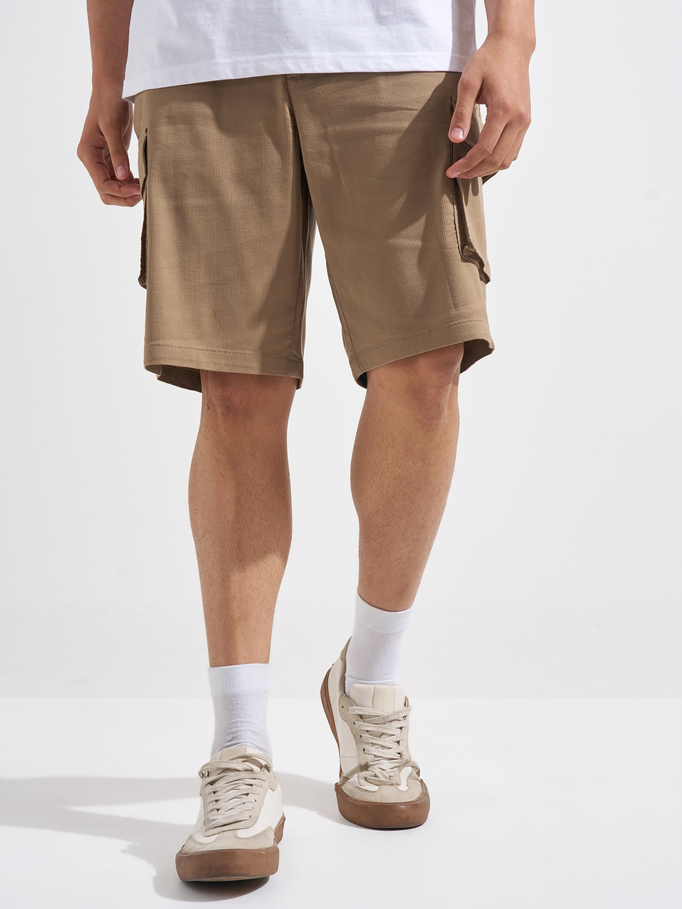 Highlander Men Brown Relaxed Fit Cargo Shorts
