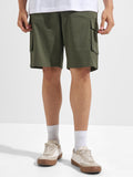 Highlander Men Olive Relaxed Fit Cargo Shorts