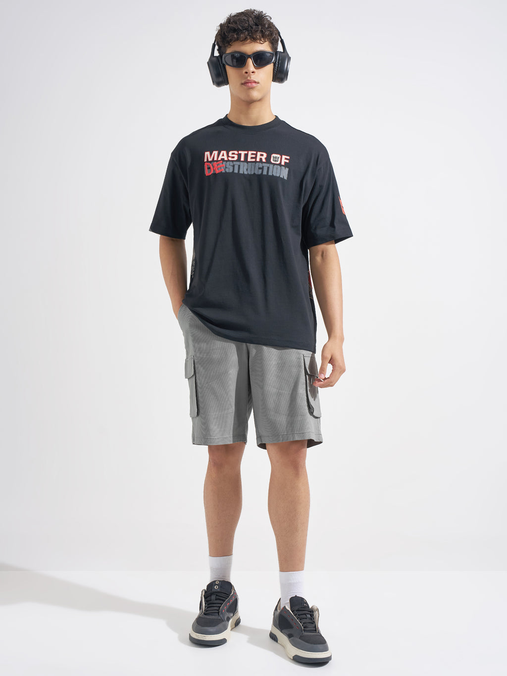 Highlander Men Grey Relaxed Fit Cargo Shorts