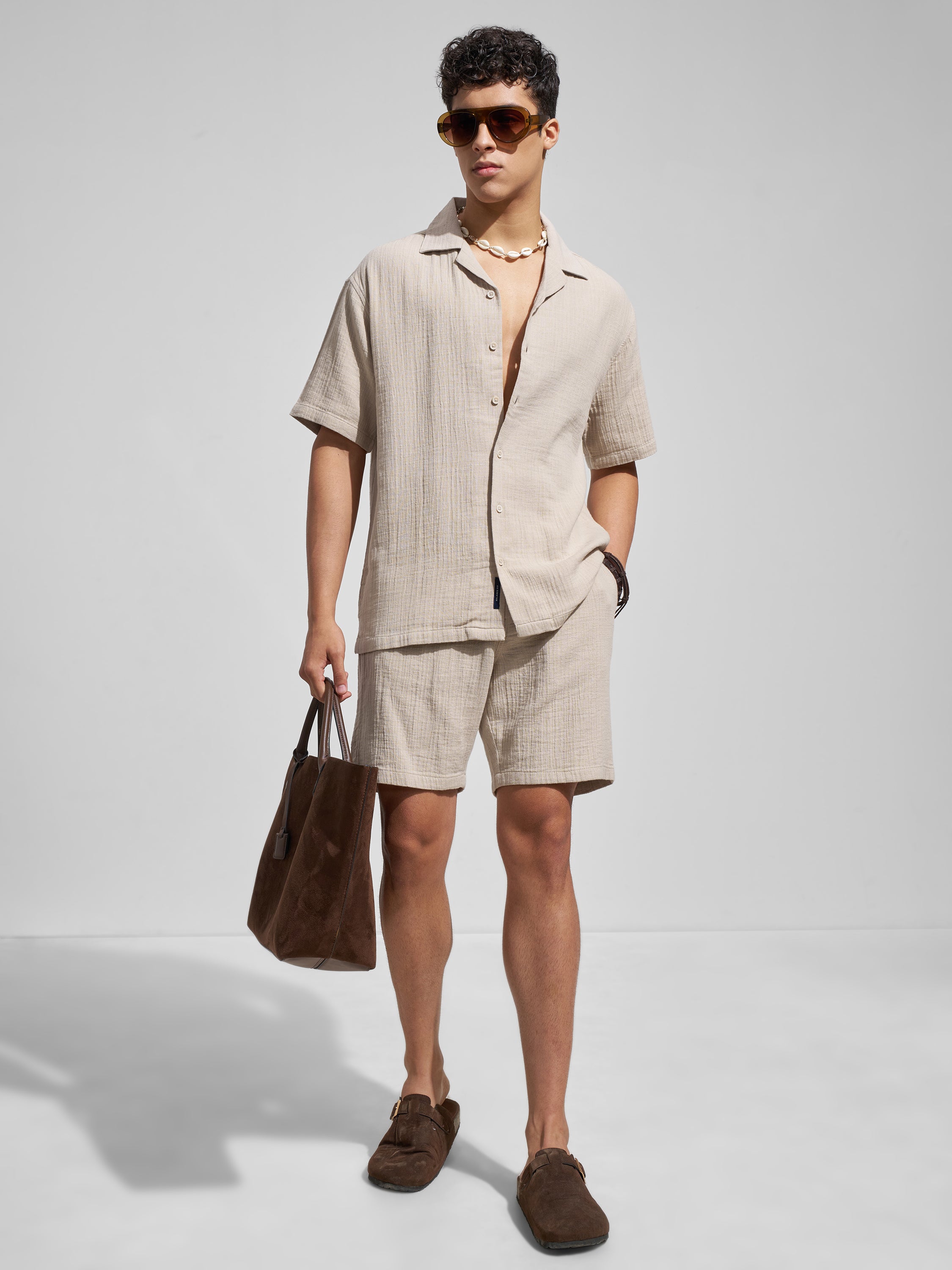 Highlander Men Beige Relaxed Fit Regular Shorts