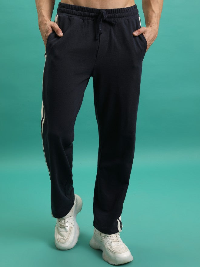 Men Relaxed Fit Track Pants - Navy Blue - Image 1