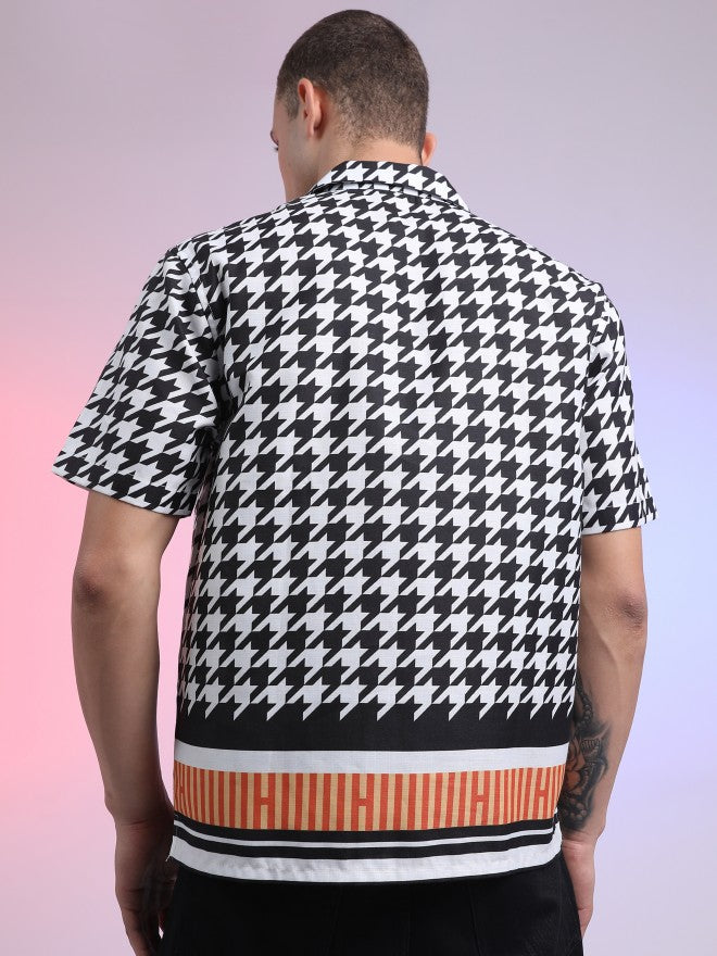 Highlander Unisex Black Checked Boxy Casual Shirt - Black - Image 3