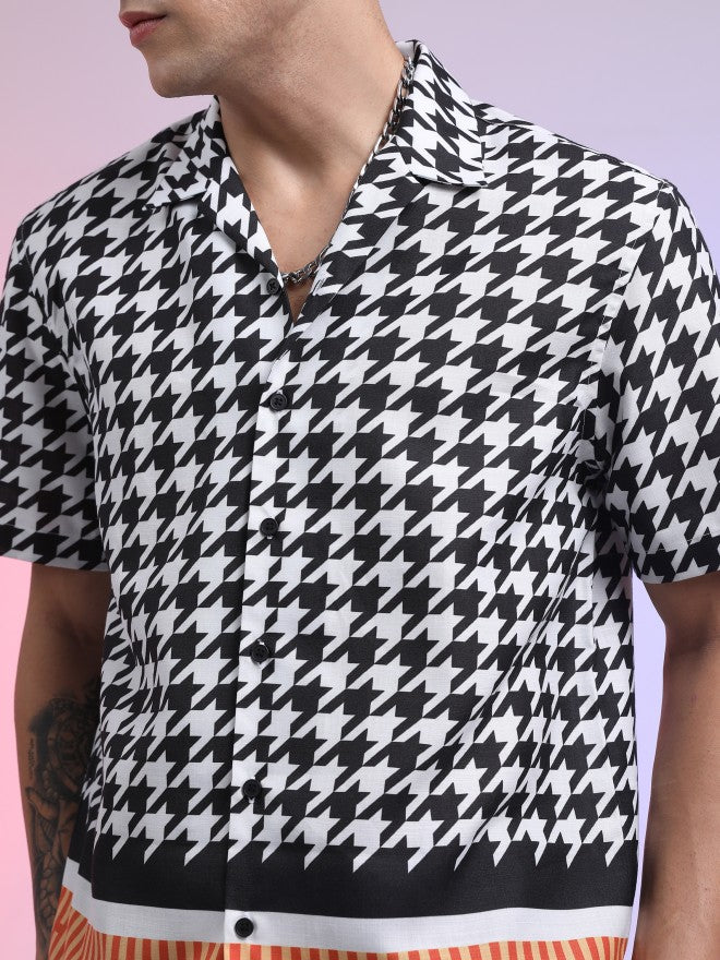 Highlander Unisex Black Checked Boxy Casual Shirt - Black - Image 5