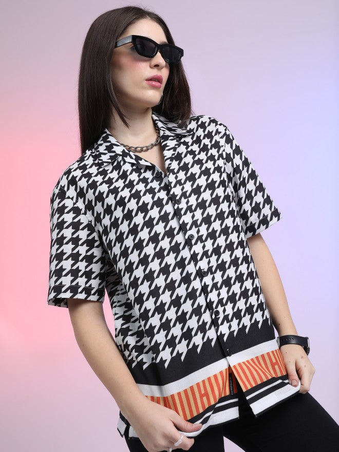 Highlander Unisex Black Checked Boxy Casual Shirt - Black - Image 6