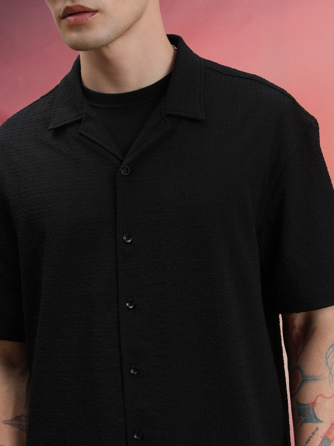 Highlander Unisex Black Solid Oversized Fit Casual Shirt - Black - Image 5