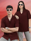 Highlander Unisex Rust Solid Oversized Fit Casual Shirt - Terracotta - Image 1