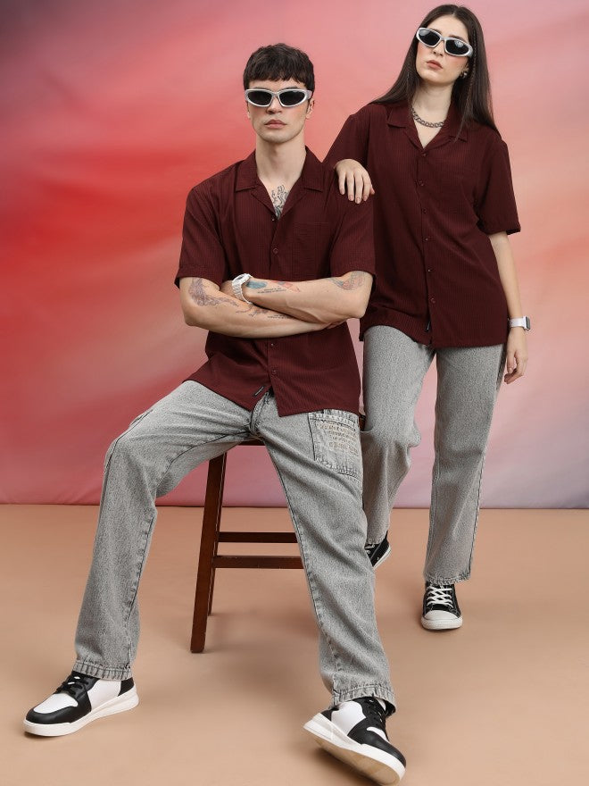 Highlander Unisex Rust Solid Oversized Fit Casual Shirt - Terracotta - Image 2