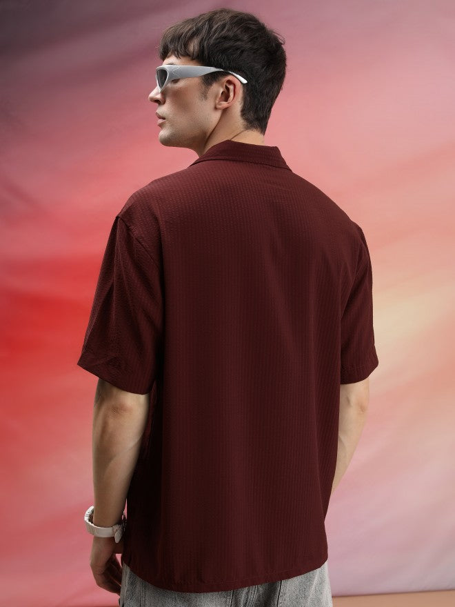 Highlander Unisex Rust Solid Oversized Fit Casual Shirt - Terracotta - Image 3