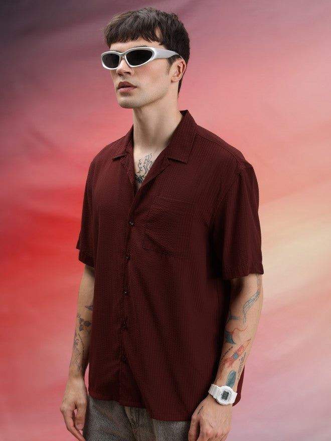 Highlander Unisex Rust Solid Oversized Fit Casual Shirt - Terracotta - Image 4