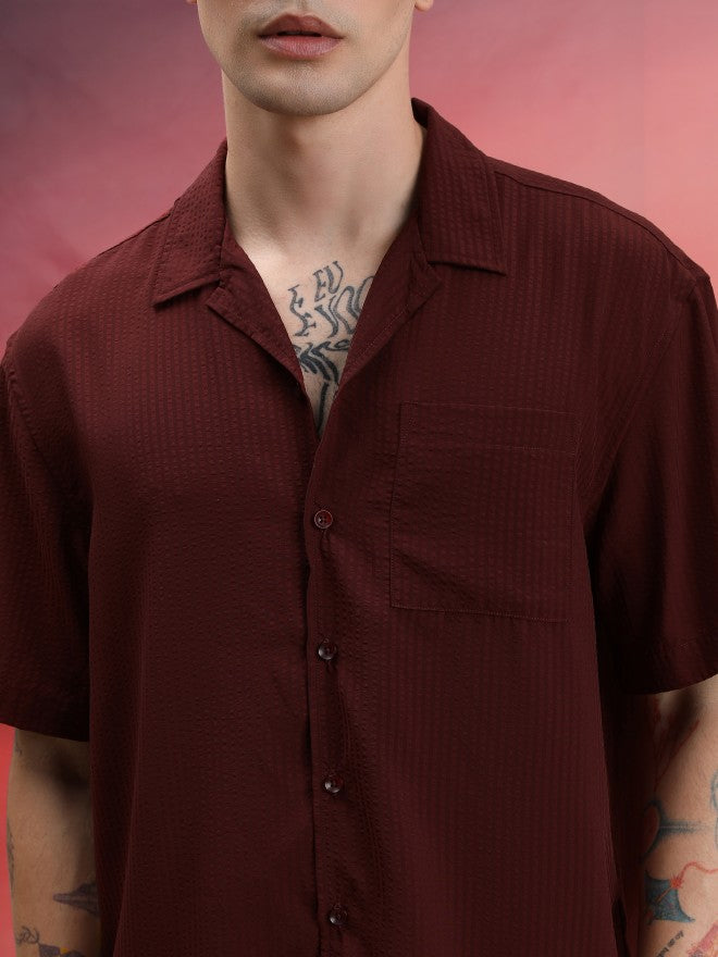 Highlander Unisex Rust Solid Oversized Fit Casual Shirt - Terracotta - Image 5