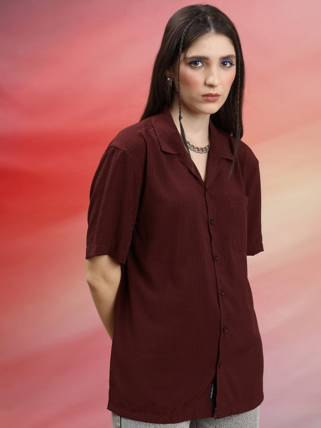 Highlander Unisex Rust Solid Oversized Fit Casual Shirt - Terracotta - Image 6
