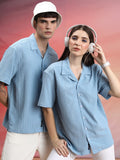 Highlander Unisex Light Blue Solid Oversized Fit Casual Shirt - Blue - Image 1