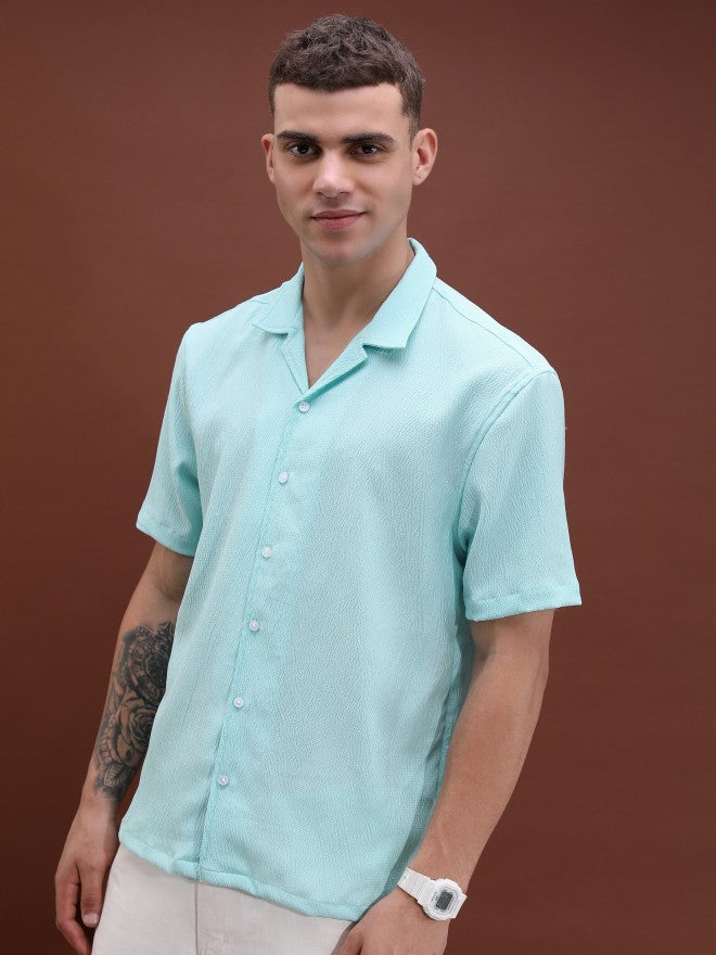 Highlander Unisex Light Blue Solid Oversized Fit Casual Shirt - Blue - Image 4