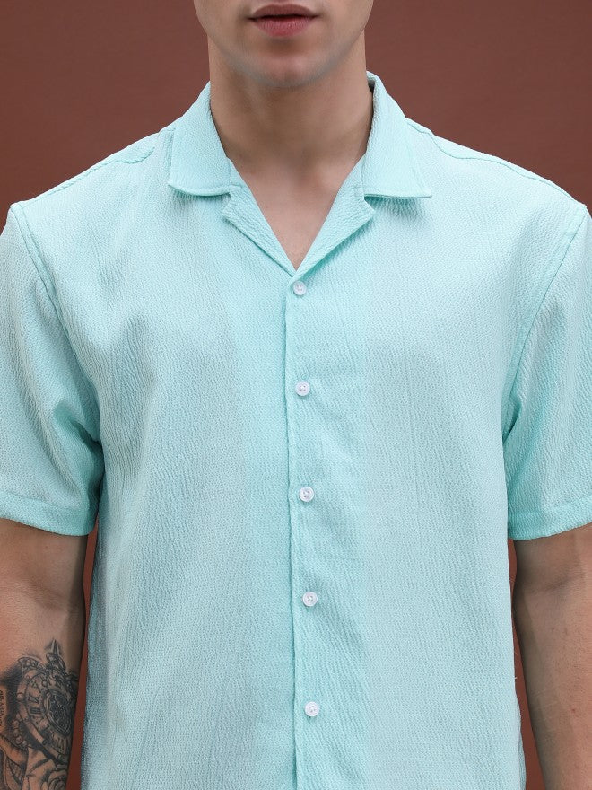 Highlander Unisex Light Blue Solid Oversized Fit Casual Shirt - Blue - Image 5