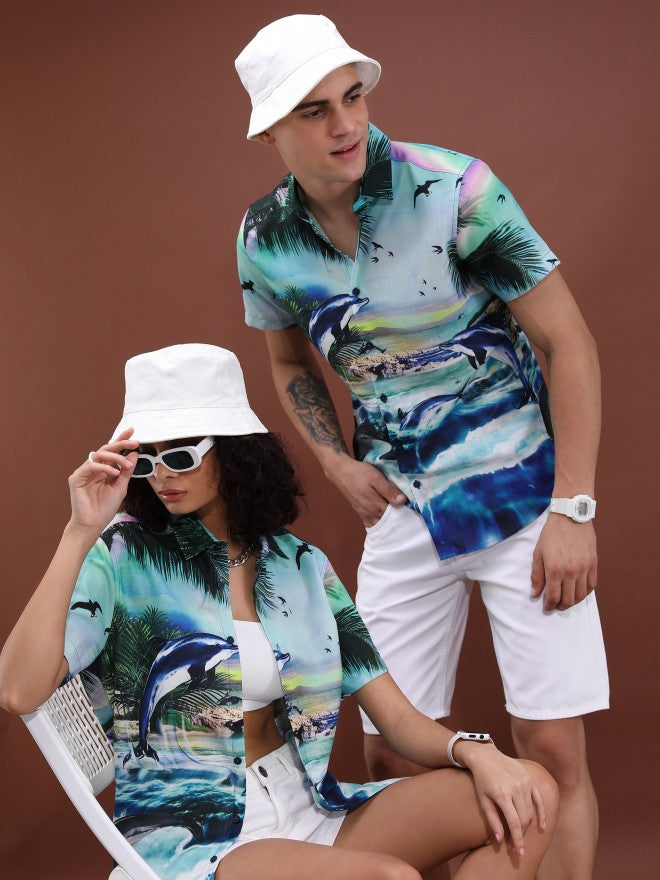 Highlander Unisex Multi Colour Printed Oversized Fit Casual Shirt - Multi - Image 1