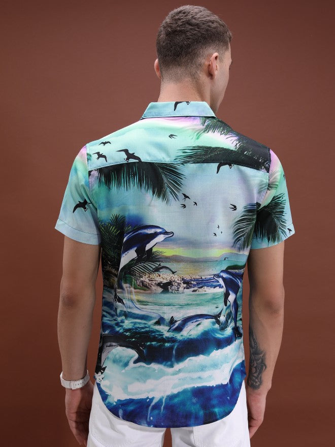Highlander Unisex Multi Colour Printed Oversized Fit Casual Shirt - Multi - Image 3