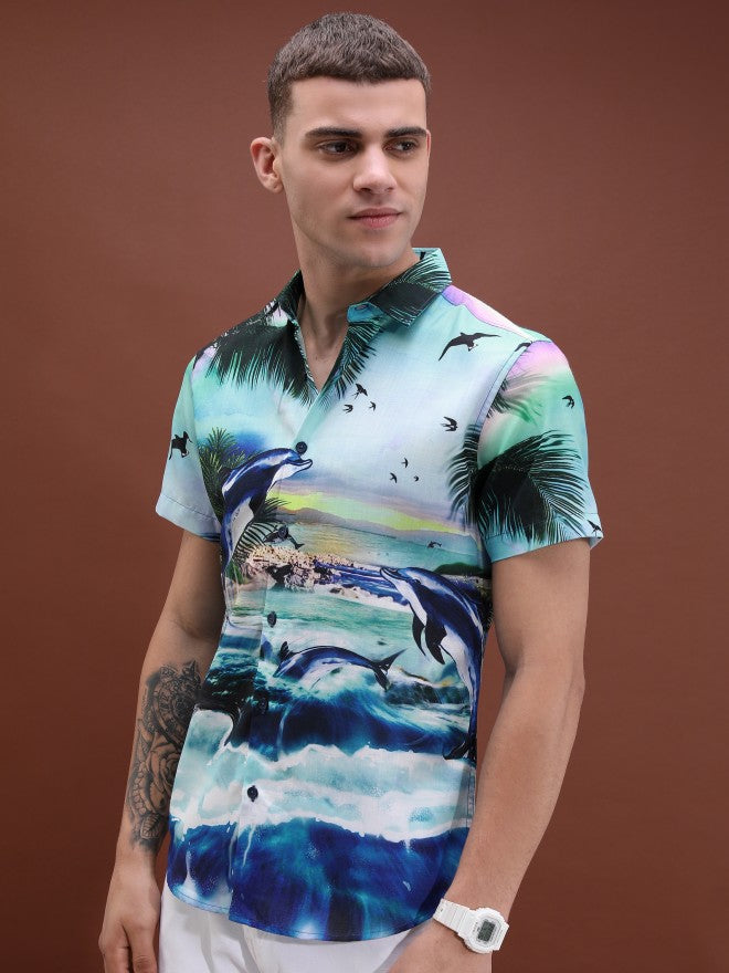 Highlander Unisex Multi Colour Printed Oversized Fit Casual Shirt - Multi - Image 4