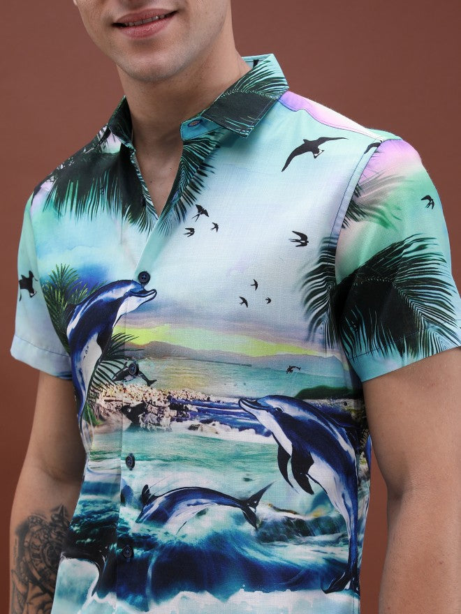 Highlander Unisex Multi Colour Printed Oversized Fit Casual Shirt - Multi - Image 5