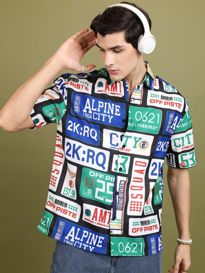 Highlander Men Multi Printed Oversized Fit Casual Shirt - Multi - Image 1