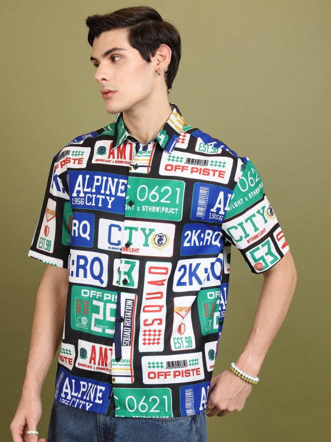 Highlander Men Multi Printed Oversized Fit Casual Shirt - Multi - Image 4