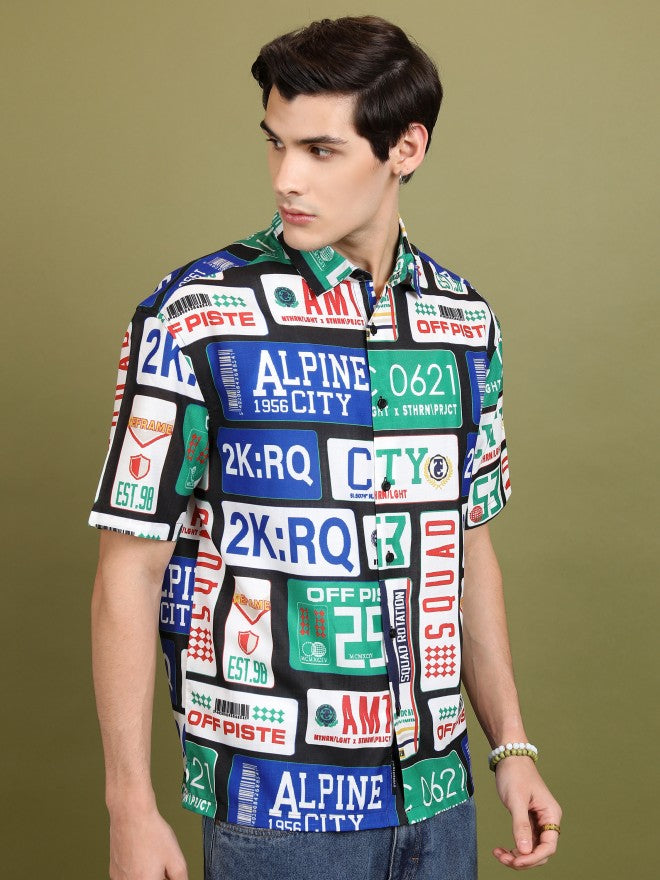 Highlander Men Multi Printed Oversized Fit Casual Shirt - Multi - Image 6