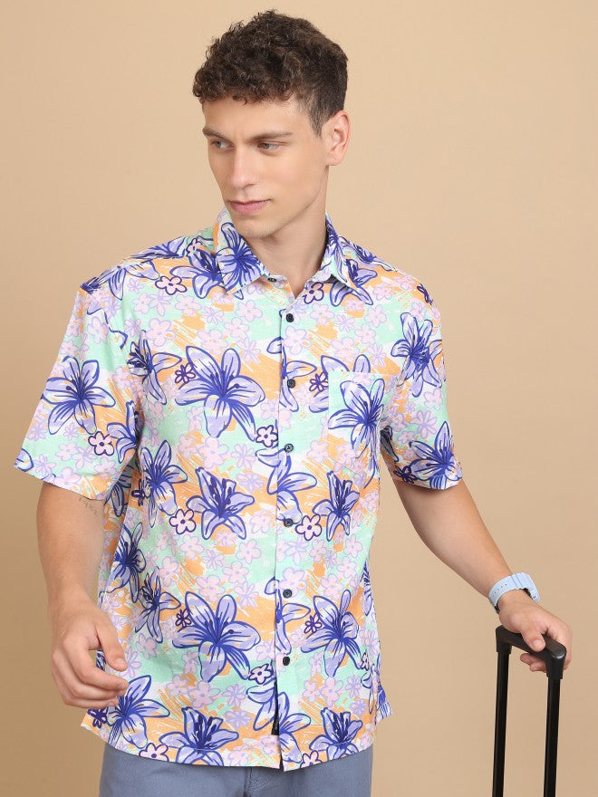 Highlander Men Multi Printed Oversized Fit Casual Shirt - Multi - Image 1