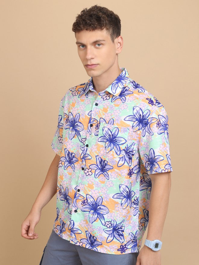 Highlander Men Multi Printed Oversized Fit Casual Shirt - Multi - Image 4