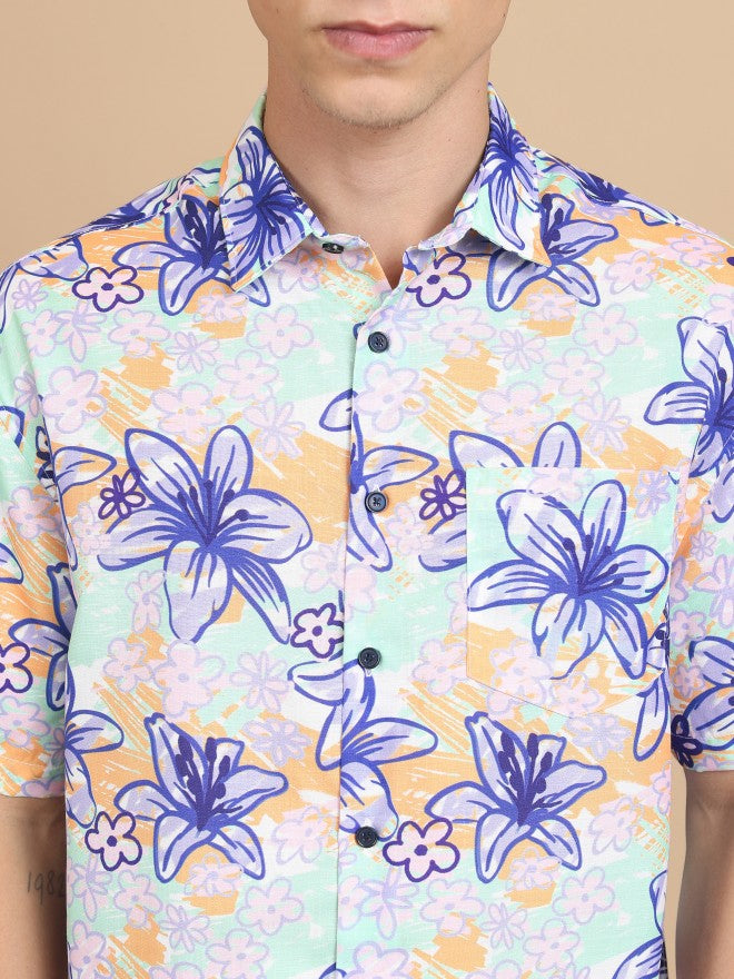 Highlander Men Multi Printed Oversized Fit Casual Shirt - Multi - Image 5