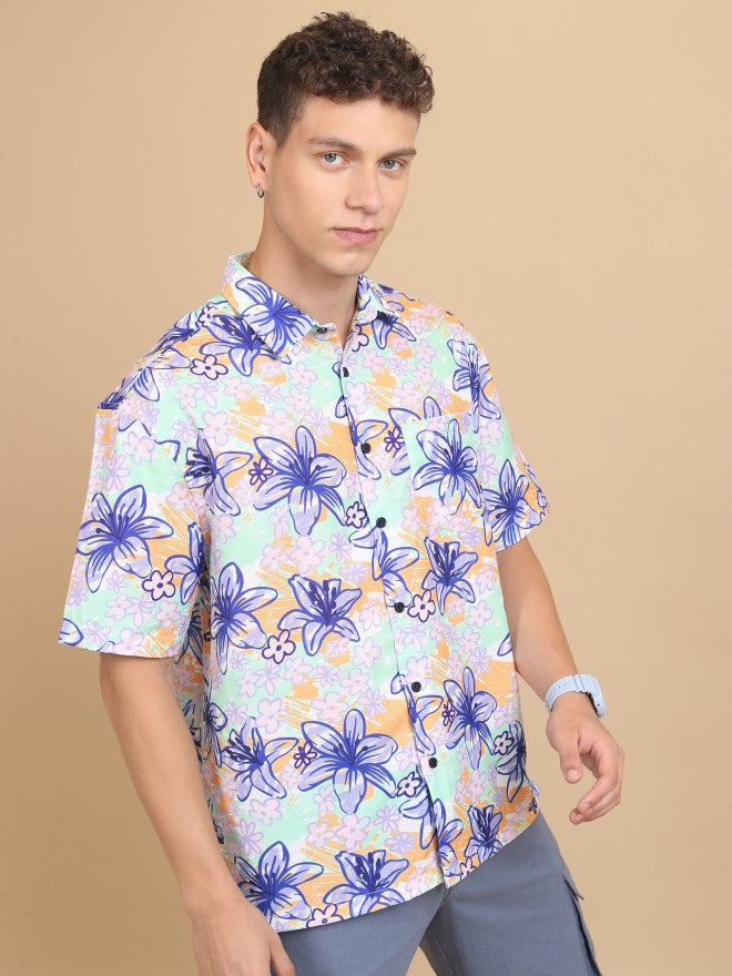 Highlander Men Multi Printed Oversized Fit Casual Shirt - Multi - Image 6