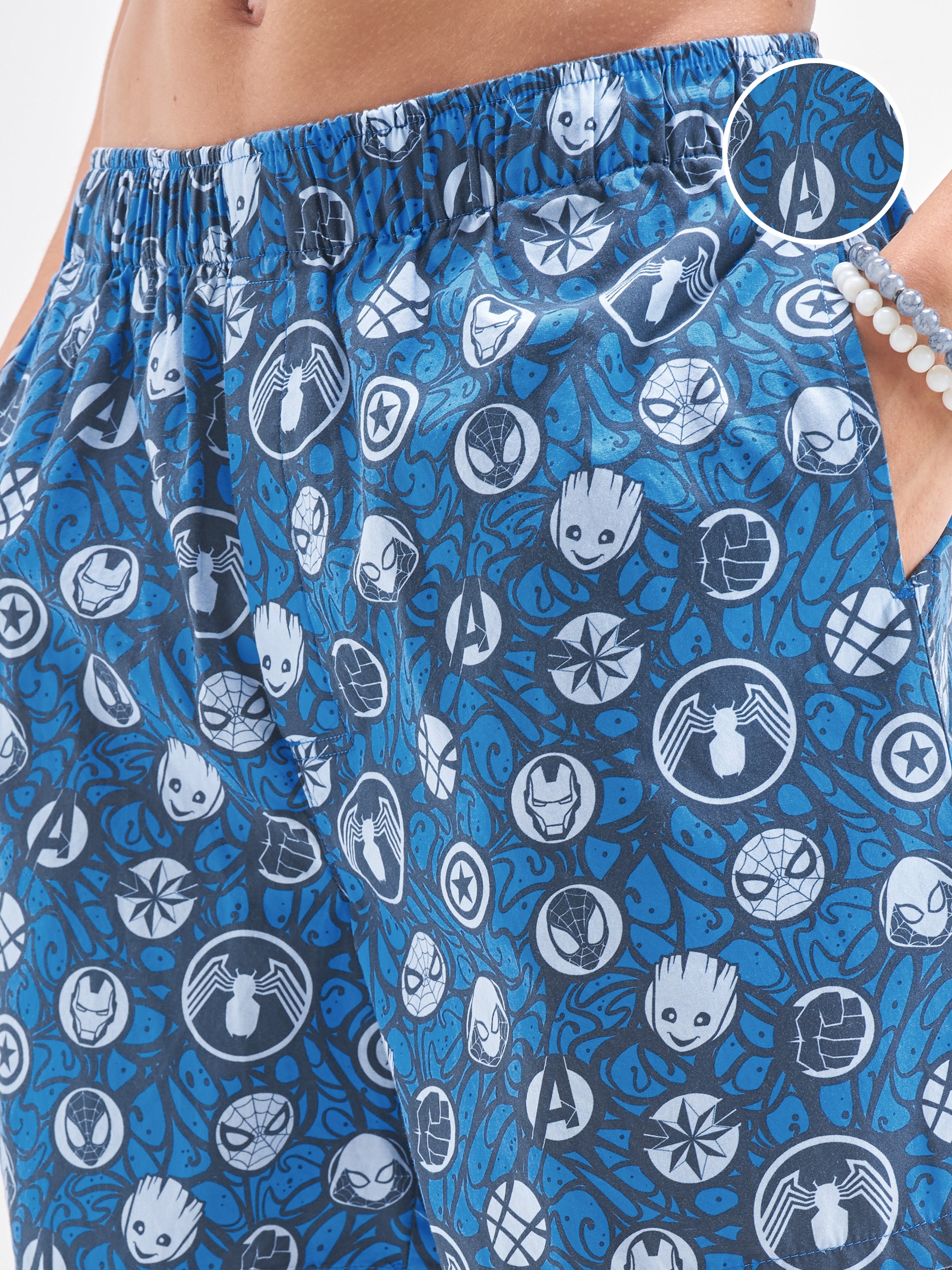 Marvel By Highlander Men Blue Avengers Cotton Boxers - Blue - Image 5