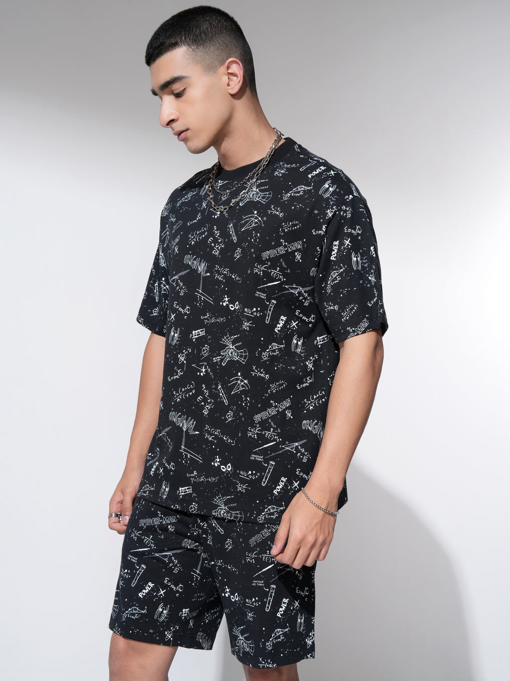 Marvel By Highlander Men Black Spider-Man T-Shirt With Shorts Co-Ords - Black - Image 4