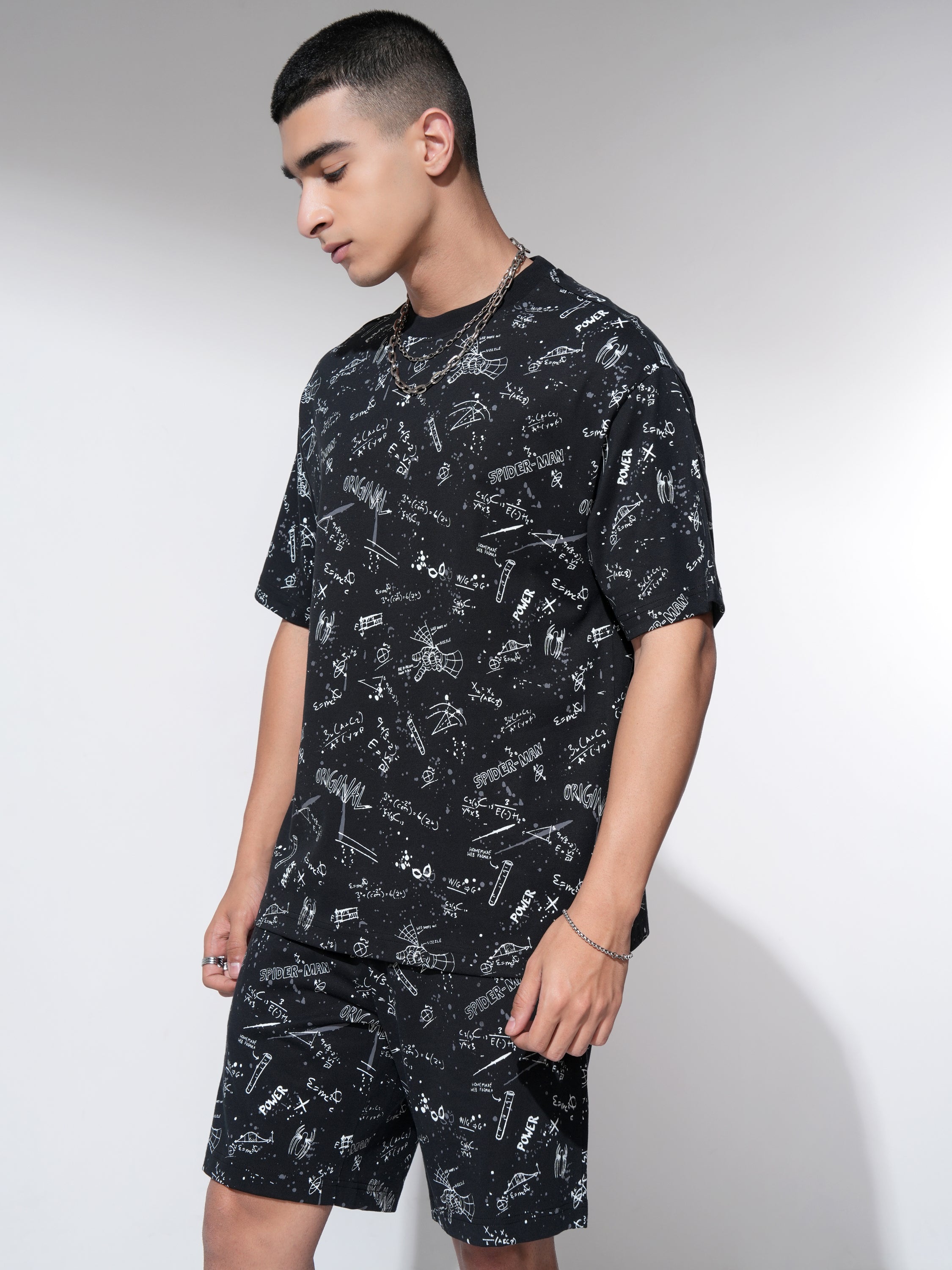 Marvel By Highlander Men Black Spider-Man T-Shirt With Shorts Co-Ords - Black - Image 4