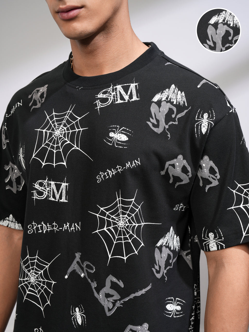 Marvel By Highlander Men Black Spider-Man T-Shirt With Shorts Co-Ords - Black - Image 5