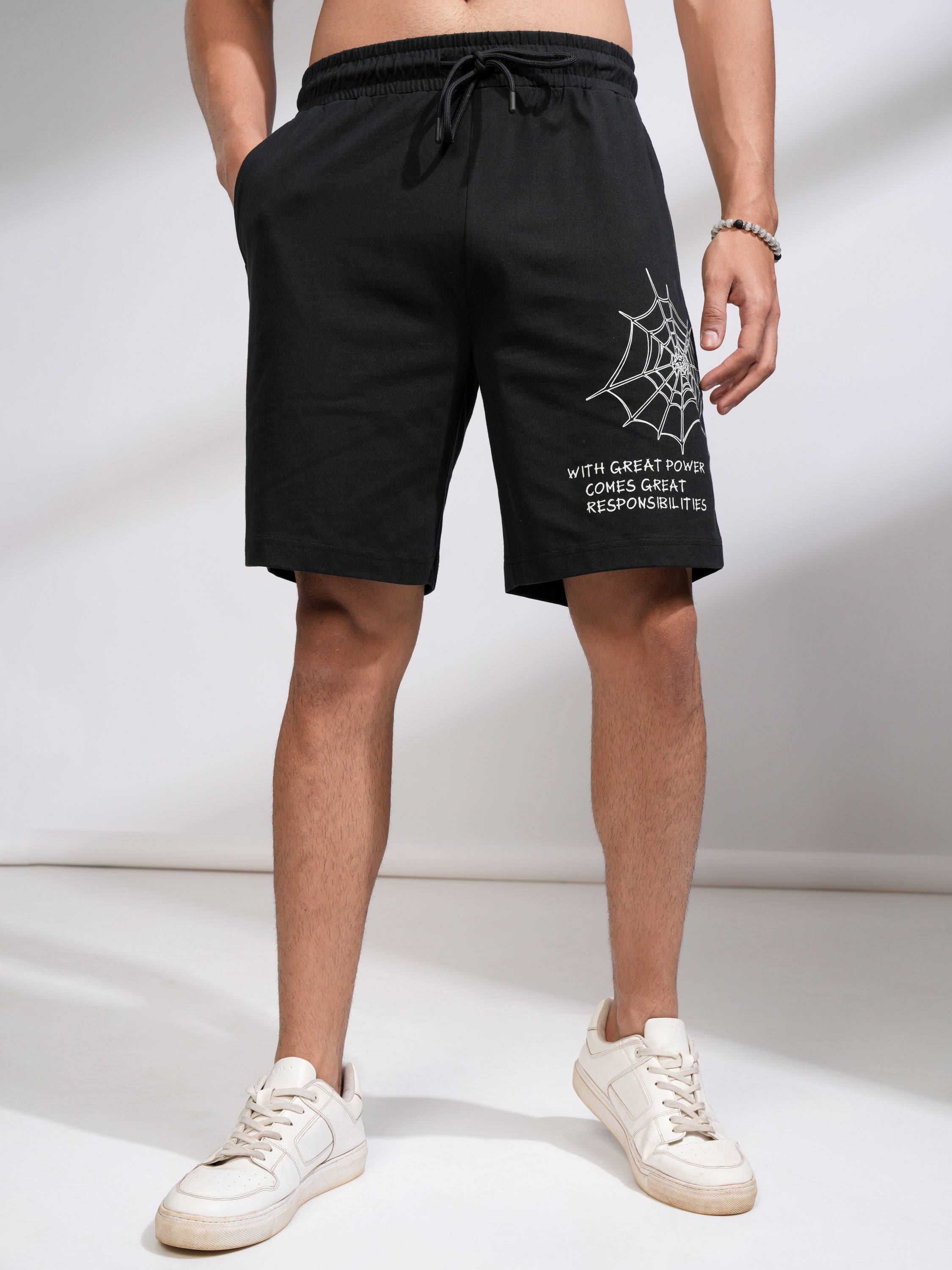 Marvel By Highlander Men Black Spider-Man T-Shirt With Shorts Co-Ords - Black - Image 7